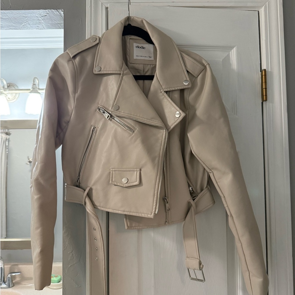 Elodie Taupe Leather Jacket